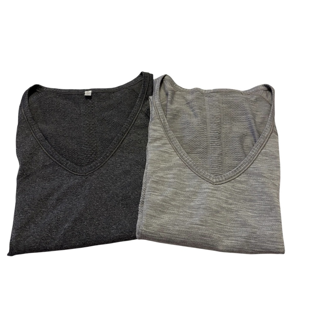 Lululemon Athletica Lot of 2 Swiftly Tech V-Neck Shirt Heather Gray Women’s Sz 8